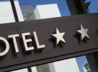 Detail of a four stars hotel with reflection